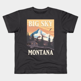 America Big Sky Montana  Country Retro Vintage Style  Travel Poster Apparel Kids T-Shirt